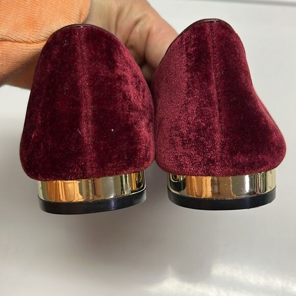 Amelia Grace Deep Red Pointed Toe Slip-On Velvet Flats- Size 8 - Picture 14 of 16